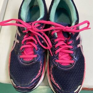 ASICS Women's Navy and Hot Pink Sneakers